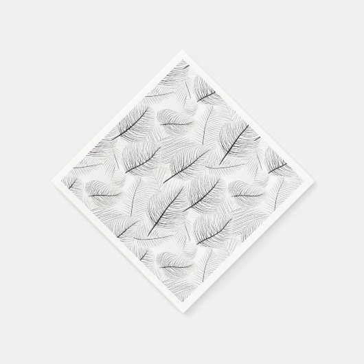 Minimalistische zwart-wit bladlijn artistiek servet (Hoek)