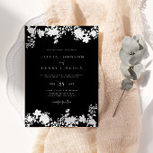 Minimalistische zwart-wit bloemen bruiloft foto kaart