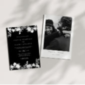 Minimalistische zwart-wit bloemen bruiloft foto kaart