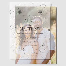 Minimalistische zwart-wit bloemen bruiloft overlay