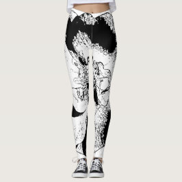 Minimalistische zwart-wit bloemen vrouwen Leggings