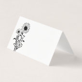 Minimalistische Zwart Wit Bloemen Wildflowers Wedd Kaart (Voorkant)