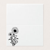 Minimalistische Zwart Wit Bloemen Wildflowers Wedd Kaart (Buitenkant ongevouwen)