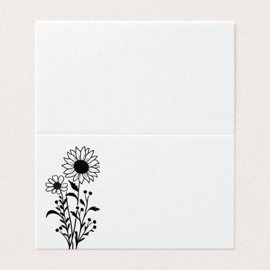 Minimalistische Zwart Wit Bloemen Wildflowers Wedd Kaart (Buitenkant ongevouwen)