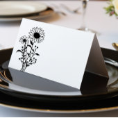Minimalistische Zwart Wit Bloemen Wildflowers Wedd Kaart