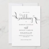 Minimalistische zwart-wit bohemian script bruiloft kaart (Voorkant)