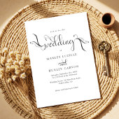 Minimalistische zwart-wit bohemian script bruiloft kaart