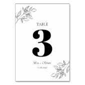 Minimalistische zwart-wit botanische bruiloft kaart (Achterkant)