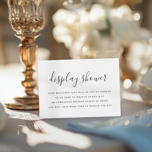 Minimalistische zwart-wit bruids display douche informatiekaartje