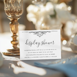 Minimalistische zwart-wit bruids display douche informatiekaartje