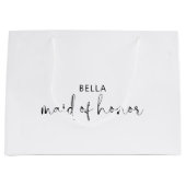 Minimalistische zwart-wit bruidsmeisje van eer groot cadeauzakje (Voorkant)
