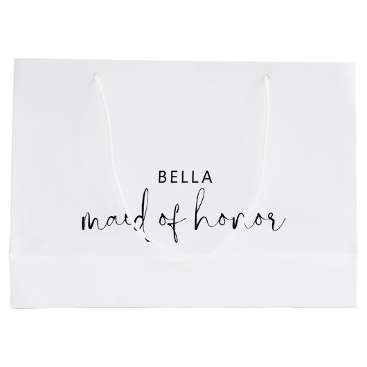 Minimalistische zwart-wit bruidsmeisje van eer groot cadeauzakje (Achterkant)