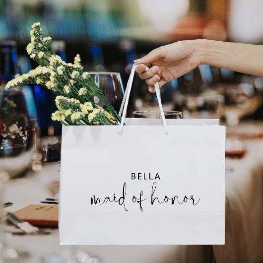 Minimalistische zwart-wit bruidsmeisje van eer groot cadeauzakje