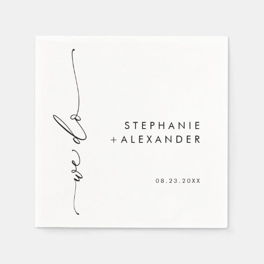 Minimalistische zwart-wit bruidspapier servet (Voorkant)