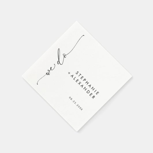 Minimalistische zwart-wit bruidspapier servet (Hoek)