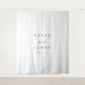 Minimalistische zwart-wit bruiloft achtergrond wandkleed (Voorkant)