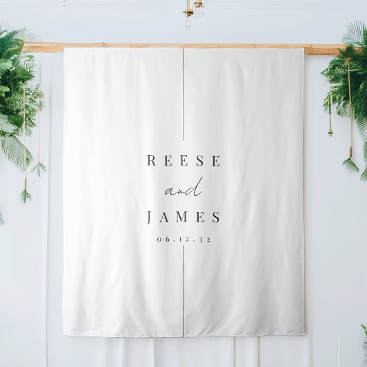 Minimalistische zwart-wit bruiloft achtergrond wandkleed