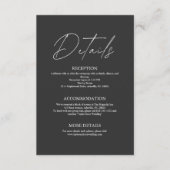 Minimalistische zwart-wit bruiloft details informatiekaartje (Voorkant)