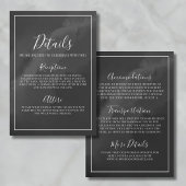 Minimalistische zwart-wit bruiloft details informatiekaartje