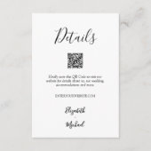 Minimalistische zwart-wit bruiloft details QR-code Informatiekaartje (Voorkant)