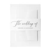 Minimalistische zwart-wit bruiloft | elegant scrip uitnodigingen wikkel (Voorkant Voorbeeld)