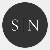 Minimalistische zwart & wit bruiloft envelop afdic ronde sticker (Voorkant)