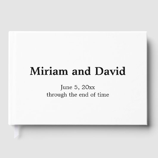 Minimalistische zwart-wit bruiloft gastenboek (Voorkant)