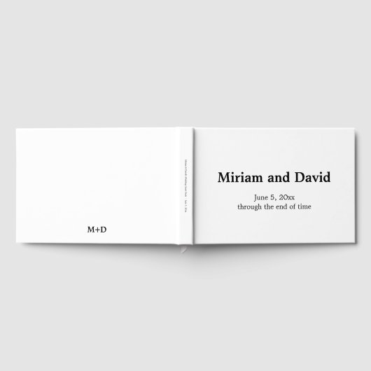 Minimalistische zwart-wit bruiloft gastenboek (Volledig)