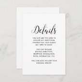 Minimalistische zwart-wit bruiloft gastgegevens informatiekaartje (Voorkant / Achterkant)