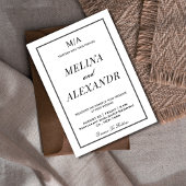 Minimalistische zwart-wit bruiloft kaart