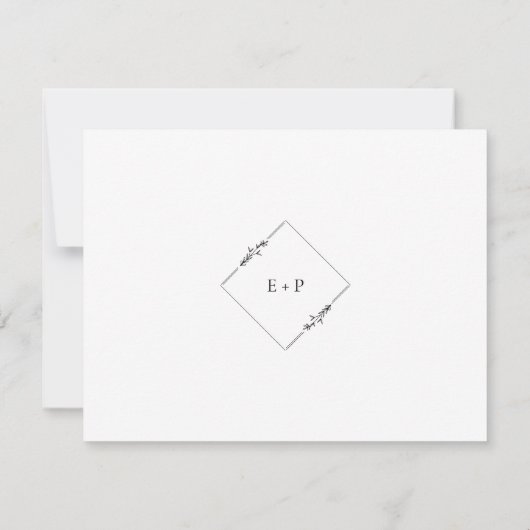 Minimalistische zwart-wit bruiloft Menu Keuze RSV (Achterkant)