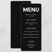 Minimalistische zwart-wit bruiloft menukaart (Voorkant / Achterkant)