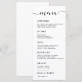 Minimalistische zwart-wit bruiloft menukaart (Voorkant / Achterkant)