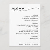 Minimalistische zwart-wit bruiloft | Modern script Menu (Voorkant)