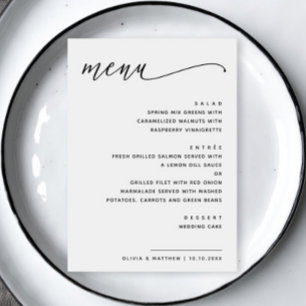 Minimalistische zwart-wit bruiloft   Modern script Menu