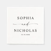 Minimalistische zwart-wit bruiloft | Modern script Servet (Voorkant)