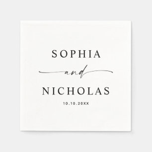 Minimalistische zwart-wit bruiloft   Modern script Servet