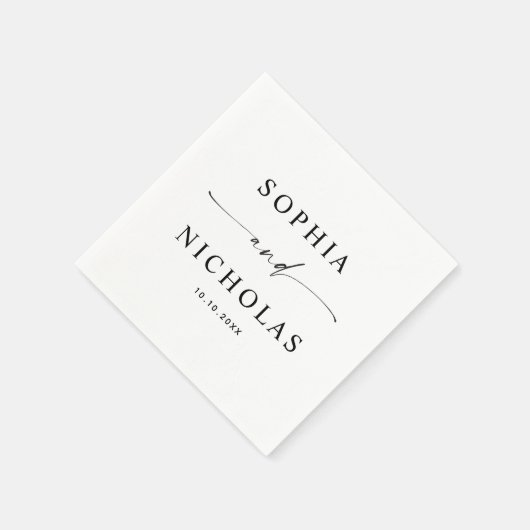 Minimalistische zwart-wit bruiloft | Modern script Servet (Hoek)