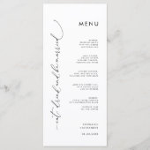 Minimalistische zwart-wit bruiloft platte menu (Voorkant)