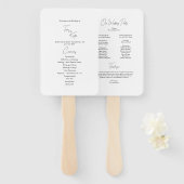 Minimalistische zwart wit bruiloft programma fan handwaaier (Voorkant en achterkant)