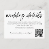 Minimalistische zwart-wit bruiloft QR Code Kaart (Voorkant)