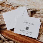 Minimalistische zwart-wit bruiloft QR-code RSVP-ka RSVP Kaartje