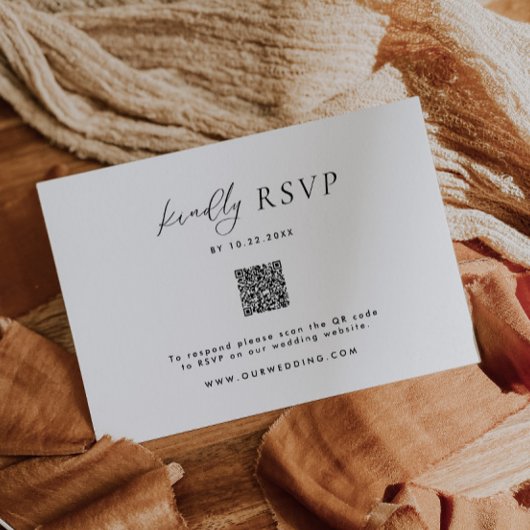 Minimalistische zwart-wit bruiloft QR-code RSVP-ka RSVP Kaartje