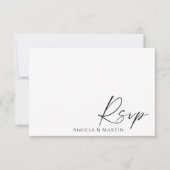 Minimalistische zwart wit bruiloft reactie Kaart (Voorkant)