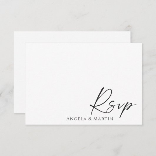 Minimalistische zwart wit bruiloft reactie Kaart (Voorkant / Achterkant)