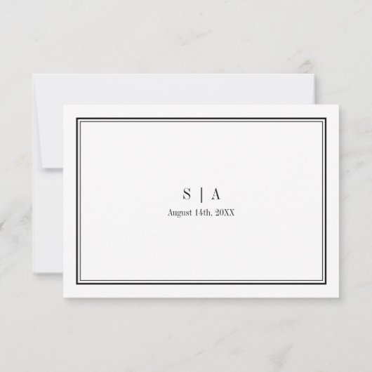 Minimalistische zwart-wit bruiloft reactie Kaart (Achterkant)