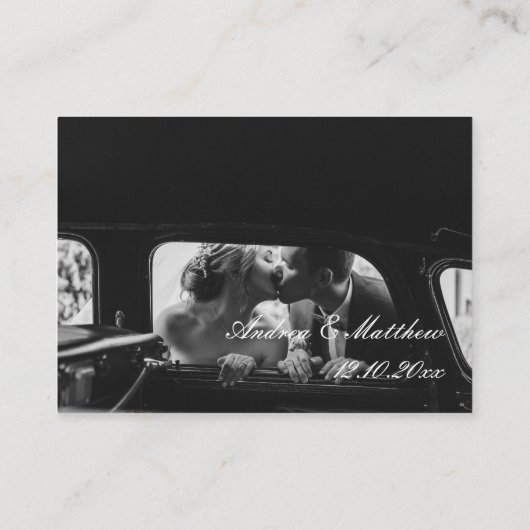 Minimalistische zwart-wit bruiloft RSVP QR-code Informatiekaartje (Achterkant)