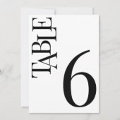 Minimalistische zwart-wit bruiloft tafelnummers (Voorkant)