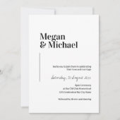 Minimalistische zwart-wit bruiloft uitnodiging (Voorkant)