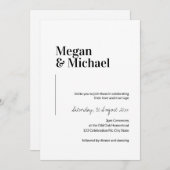 Minimalistische zwart-wit bruiloft uitnodiging (Voorkant / Achterkant)